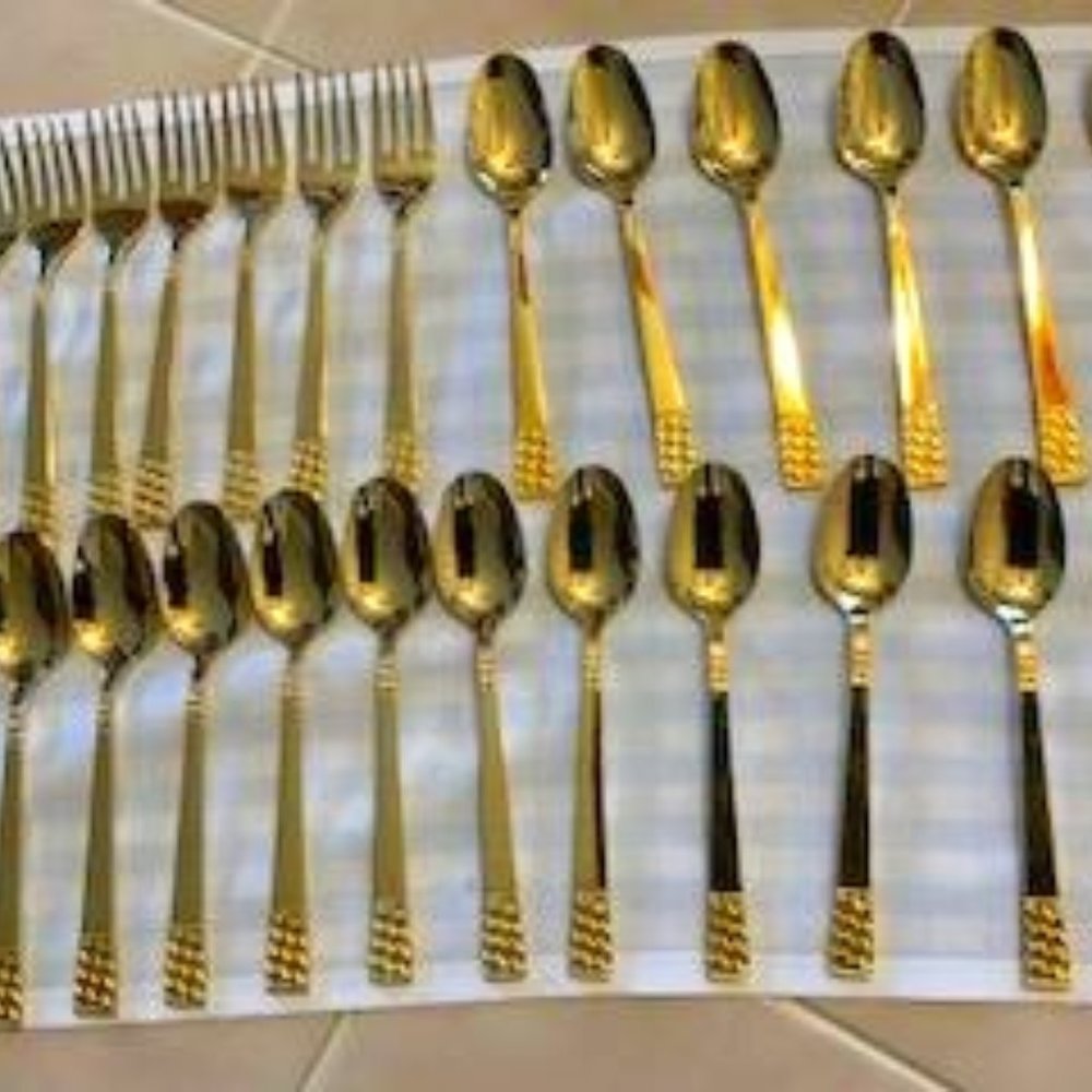 Vintage Supreme Cutlery Stainless Flatwear Gold Tone Silverware
